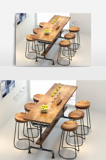 现代北欧风格餐桌椅设计模型