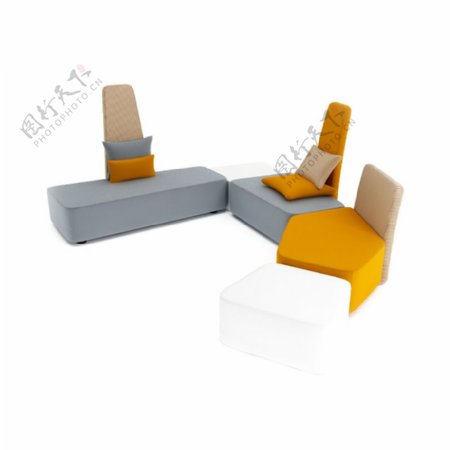 时尚彩色组合沙发3d模型