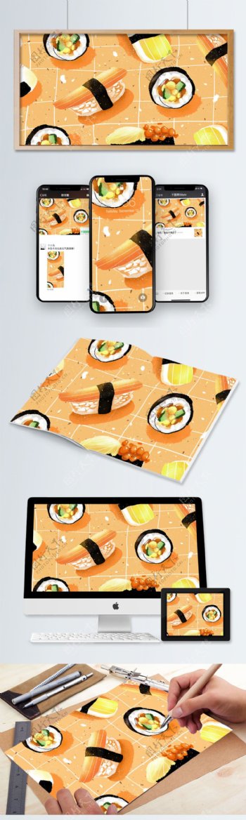 可爱寿司美食原创插画