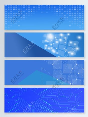 卡通蓝色电子科技商务背景图