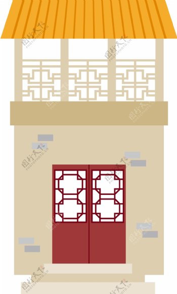 中国古代建筑物手绘矢量元素背景装饰套图2