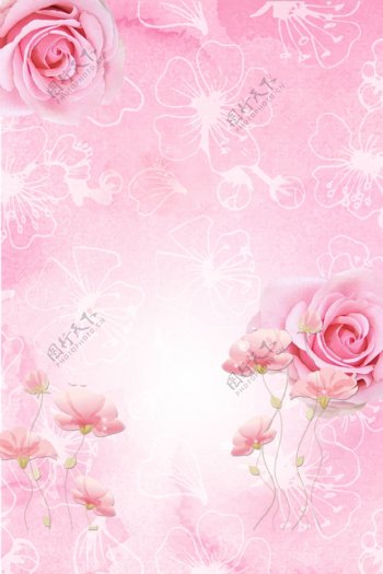 粉色鲜花背景底