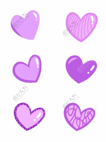 浪漫紫色爱心元素可商用