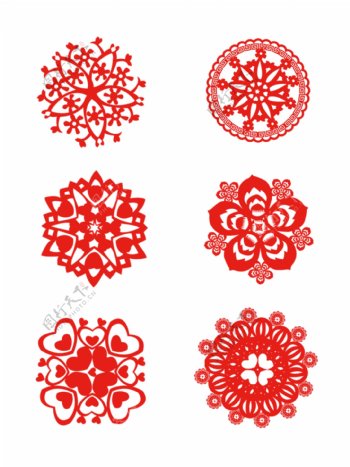 中国红剪纸窗花可商用元素
