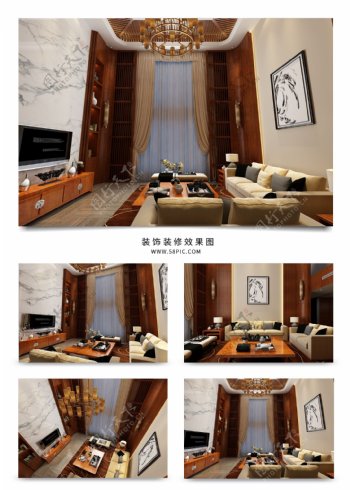 中式复式客厅装修效果图赏析