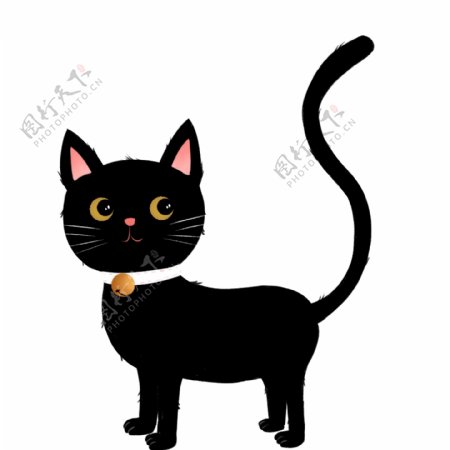 卡通黑猫图案元素
