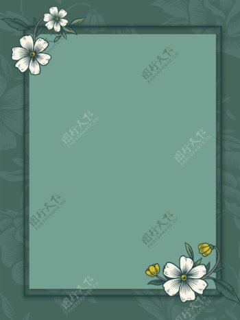 墨绿植物花卉边框背景