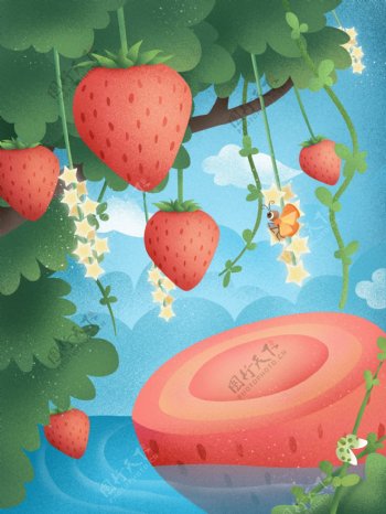 创意手绘草莓背景设计