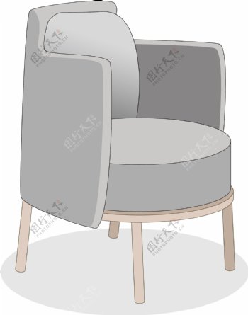 手绘矢量卡通家具单人沙发椅子