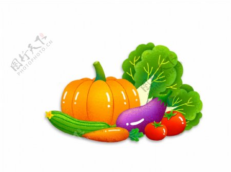 可爱手绘卡通蔬菜拼盘食物元素