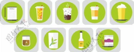 奶茶果汁ui图标手绘设计素材小清新冰饮