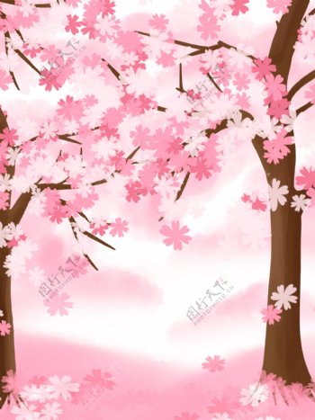 粉色樱花浪漫清新背景