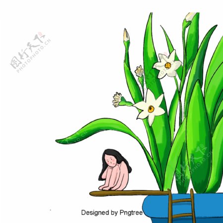 卡通手绘简单花盆花卉设计