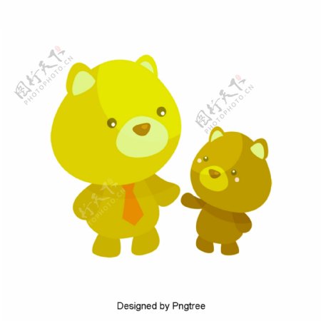 两个卡通可爱棕熊设计海报材料