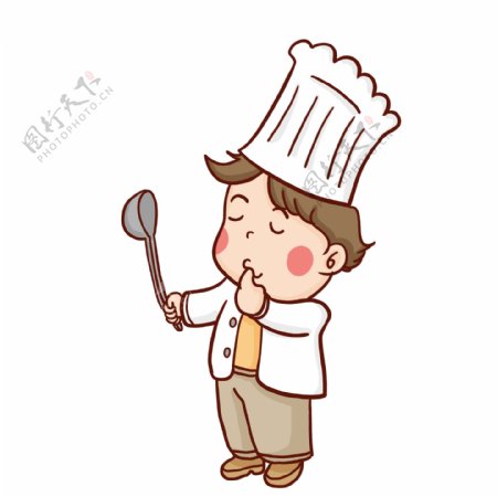 卡通可爱拿着铲子的厨师漫画人物