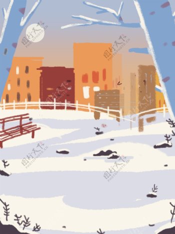 冬季雪地雪景背景设计
