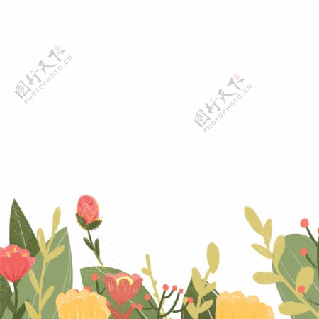 彩绘花草植物图案元素