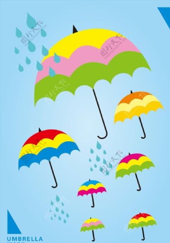 卡通矢量雨伞