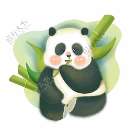 绿色清新珍稀动物大熊猫中国卡通可爱竹子