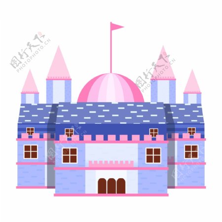 卡通彩色梦幻粉色城堡欧式建筑公主家