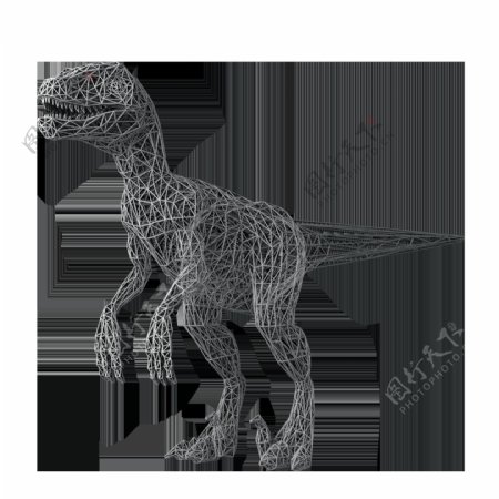 3D立体恐龙炫酷空心结晶D4d金属恐龙
