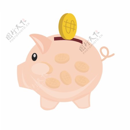 手绘金融小猪插画