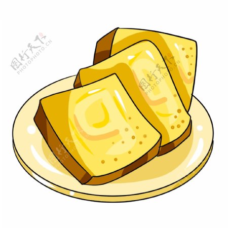 黄色手绘面包食物元素