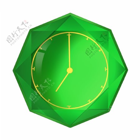 大颗绿色钻石钟表PNG素材