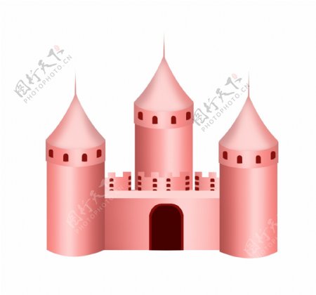 粉色城堡卡通插画