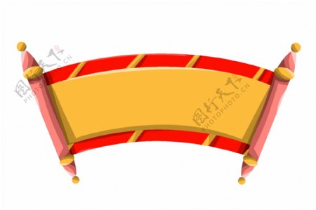春节新年中国风红色卷轴矢量边框