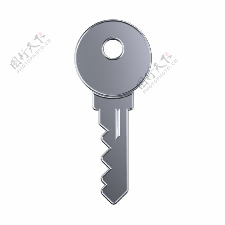 C4D银色金属光泽钥匙装饰