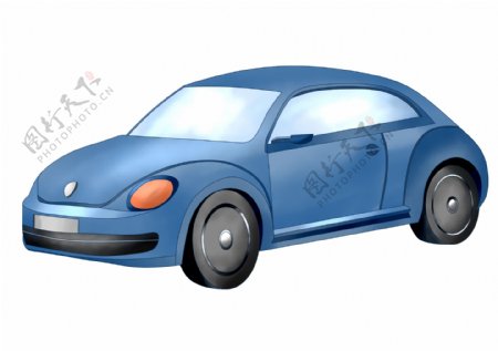 一辆蓝色小轿车插画