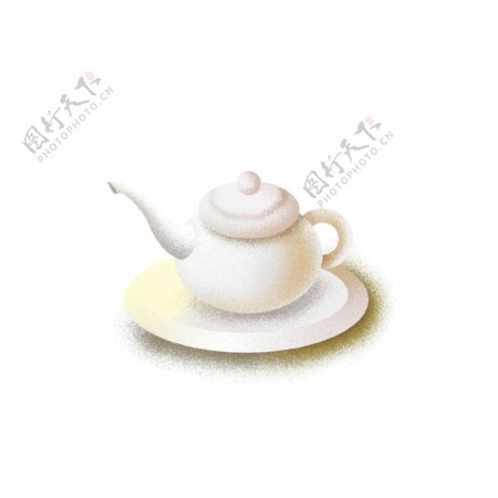 卡通简约一个白色的茶壶设计