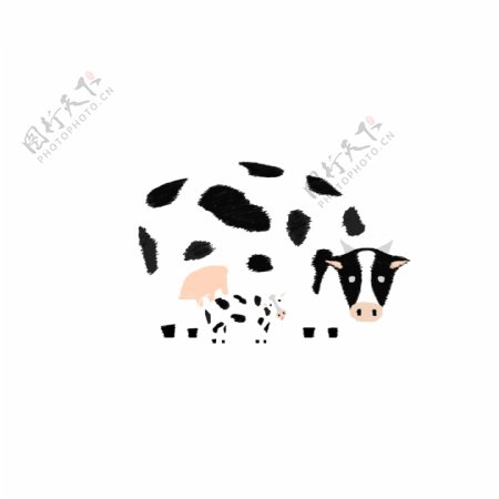 小奶牛与大奶牛免抠图素材
