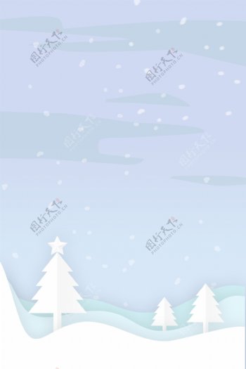 扁平风格冬天雪景背景素材