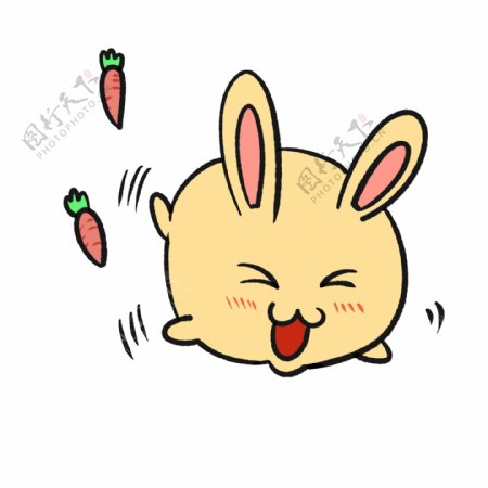 开心跳舞的兔子插画