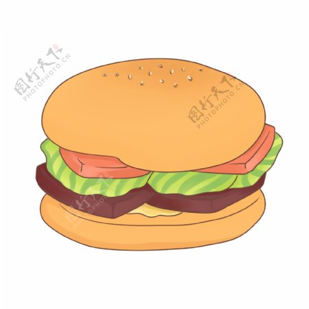美式食品快餐汉堡包插画