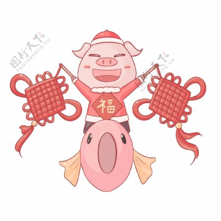 2019农历新年猪年中国结锦鲤免扣PNG