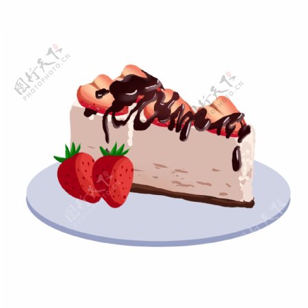 手绘美食食物草莓蛋糕巧克力奶油甜点