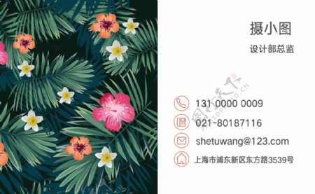 清新花卉雨林名片设计