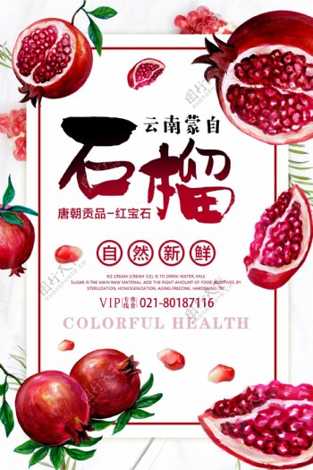 云南红石榴水果海报