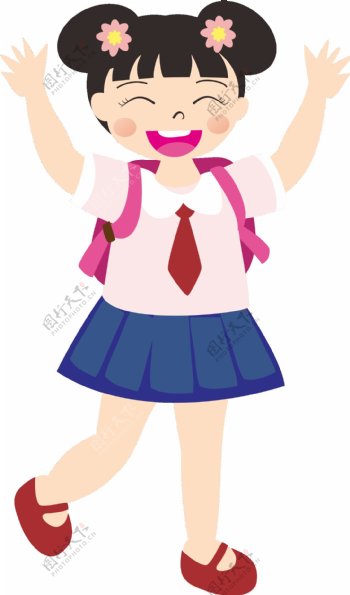 粉色校服卡通可爱女学生插画元素