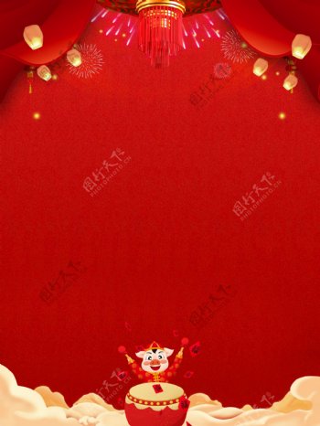 中国风红色喜庆迎新春背景