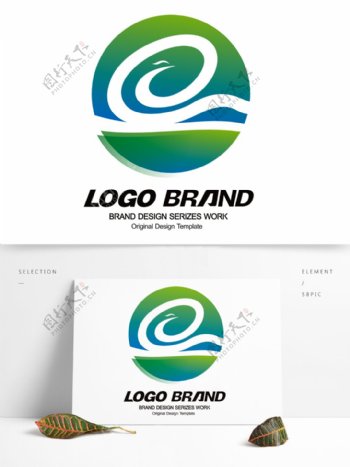 中国风矢量绿色凤凰logo公司标志设计
