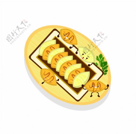 饺子食物原创中国传统美食卡通AI矢量文件