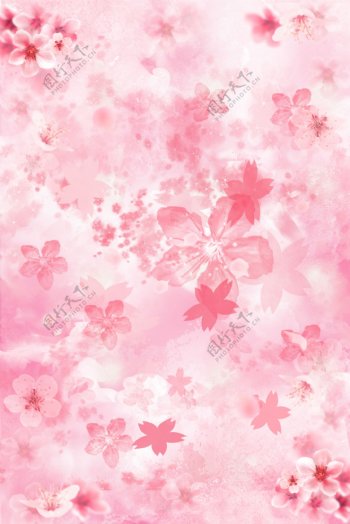 粉色可爱小花底纹H5背景
