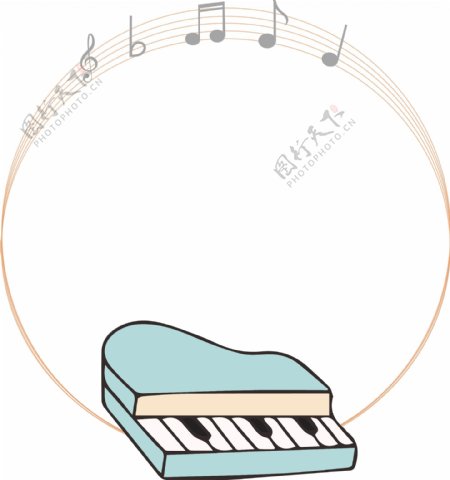 浅色钢琴音符矢量边框