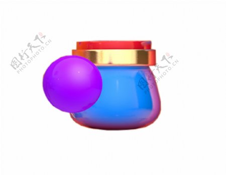 紫色球和蓝色瓶子