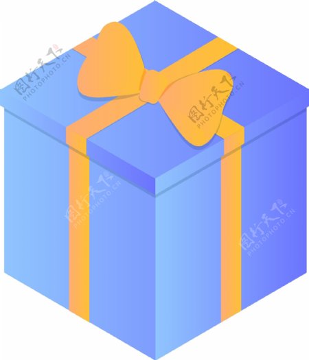 2.5d蓝色礼物盒矢量免抠图