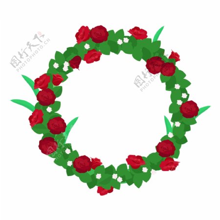 红色玫瑰花环插图
